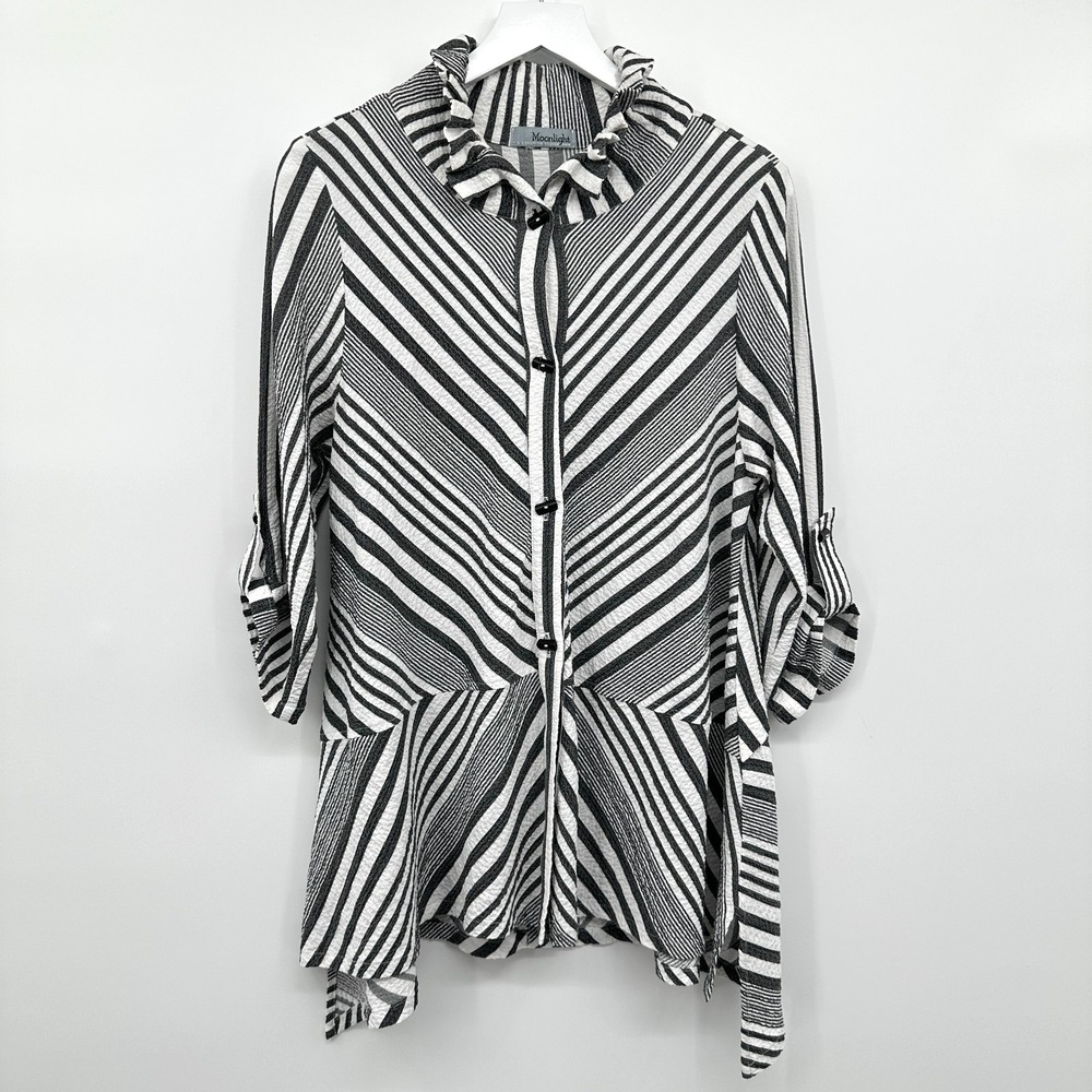 Moonlight Y&S Fashions Tunic Top Shirt Size Medium Crinkle Stretch 3/4‎ Sleeves